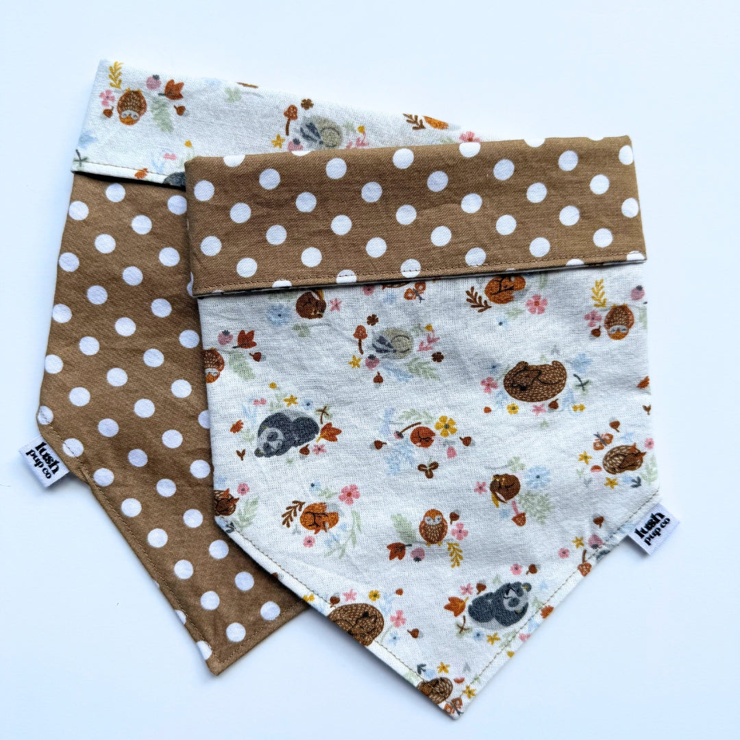 Sleepy Woodlands Reversible Dog Bandana