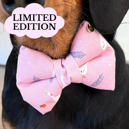 Limited Edition Pink Geese Dog Bow