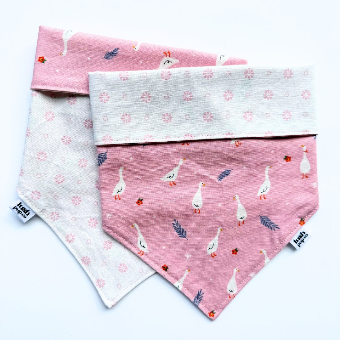 Pink Geese Reversible Dog Bandana