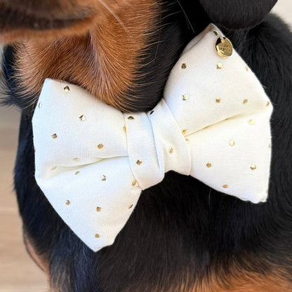 Gold Polka Dot Dog Bow