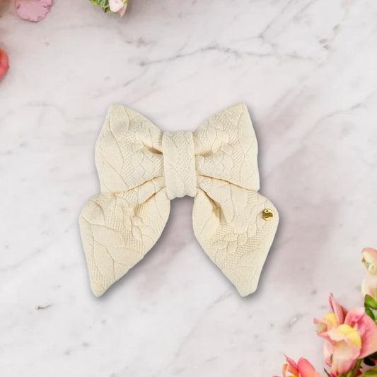 Marshmallow Cable Knit Sailor Bow Tie