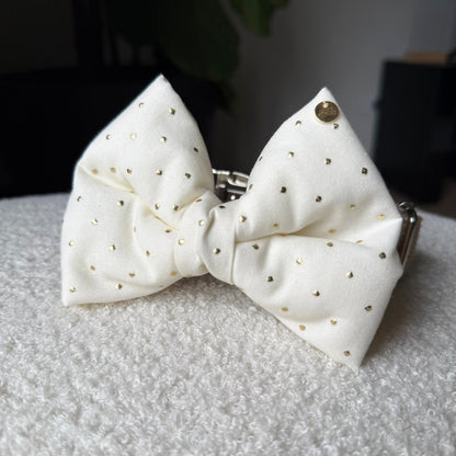 Gold Polka Dot Dog Bow